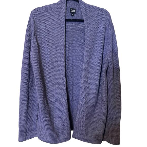 Eileen Fisher Sweaters - Eileen Fisher Sweater Cardigan Womens Open Front Purple Silk Knit XL